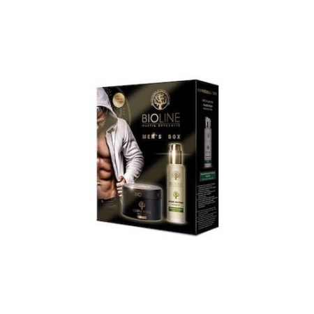 BIOLINE Zestaw prezentowy męski CZARNE MYDŁO 200g + OLEJEK MORINGA 50ml